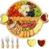 Hongsane Bamboo Charcuterie Board Round Serving Tray Wedding Gift