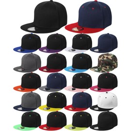 JaGely Snapback Hats for Men Hip Hop Style Solid Baseball Hats Adjustable Snapback Cap Flat Brim Baseball Caps(20 Pack,Assorted Colors)
