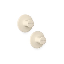 Brabantia - ReNew Handtuchhaken - Ideal für Bad, Toilette oder Küche - Hält bis zu 2 kg - Mit oder Ohne Bohren - Korrosionsbeständig - Inkl. Befestigungsmaterial - 2er Set - Soft Beige