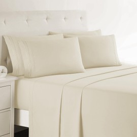 Clara Clark Twin XL Sheets, 5 Piece Set - Hotel Luxury Bed Sheets, Super Soft Bedding Set, Twin XL Size, Beige Cream