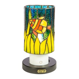 Dale Tiffany TAR24121 Royal Angelfish Uplight Tiffany Accent Lamp with Built-in Rechargeable Battery and 3-Level Brightness, Multicolor, 8.5-Inch Tall