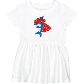inktastic Superhero Shark, Cute Shark, Blue Shark, Cape Infant Dress 24 Months White 4467e