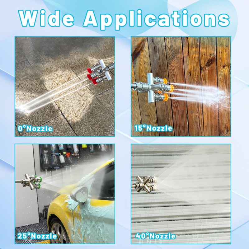 Quadruple Pressure Washer Tips, 4 in 1 Power Washer Nozzle,