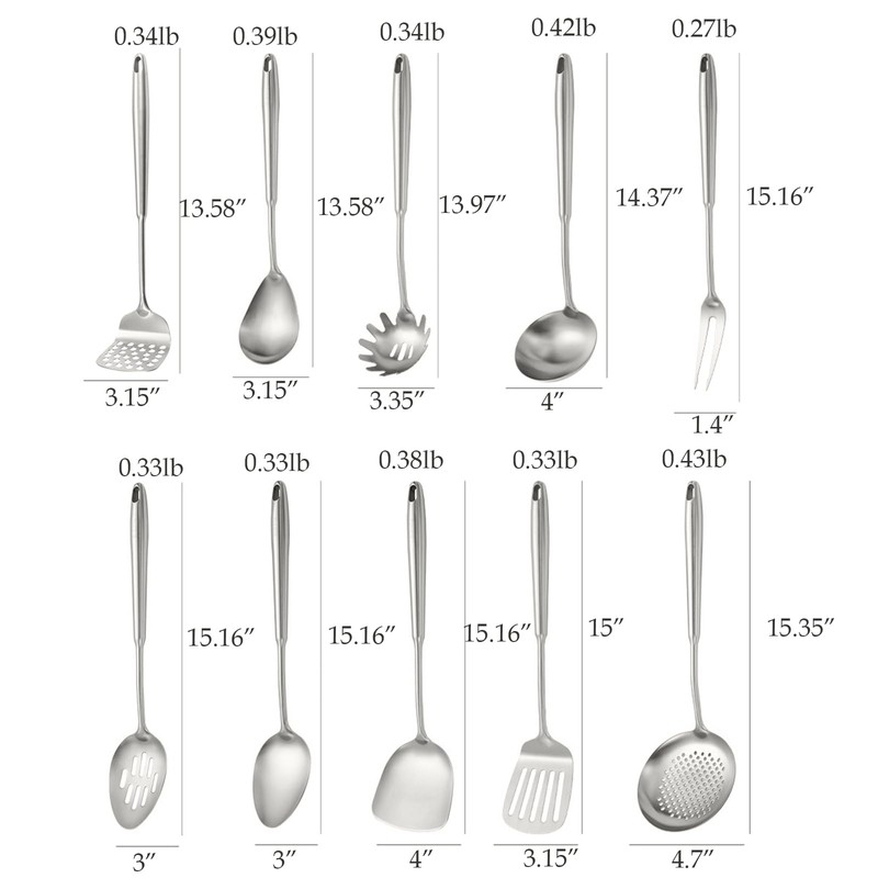 10 PCS Stainless Steel Kitchen Utensil Set Cooking Utensils, Potato