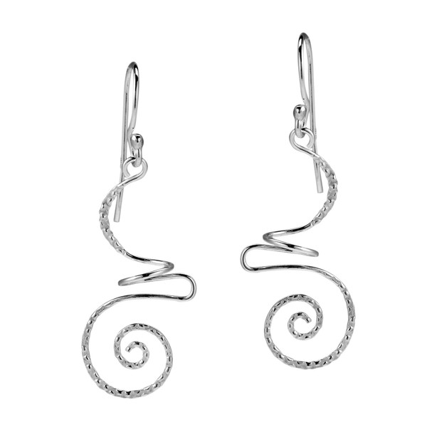 Intricate Abstract Swirls Sterling Silver Dangle Earrings