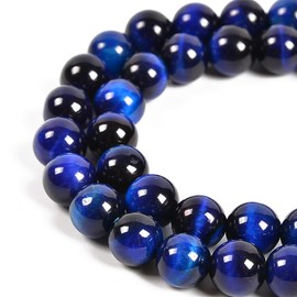 Nancybeads 36pcs 10mm Natural Sapphire Tiger's Eye Gemstone Round Spacer Loose Stone Beads for Jewelry Making 15.5" 1 Strand (Sapphire Tiger's Eye, 10mm 36Beads)