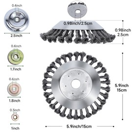 HAUSPROFI Professional Weed Brush Cutter with 25.4 mm Bore - High-Quality Wild Herb Brush for Brush Cutter - Wire Brush Cutter for Effective Moss Removal (6 Inches)