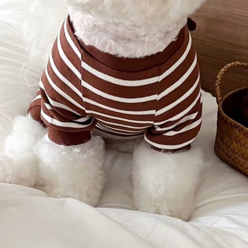 Dog Pajamas Striped Soft Warm Comfortable Fashionable 4 Legs Pet