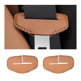 Augeny 2PCS Seat Belt Buckle Cover, Anti-Scratch Leather Car Seat Belt Silencer Clip Holster, Auto Seat Belt Buckle Protector, Universal Interior Decor Accessories for Most Vehicles (Beige)