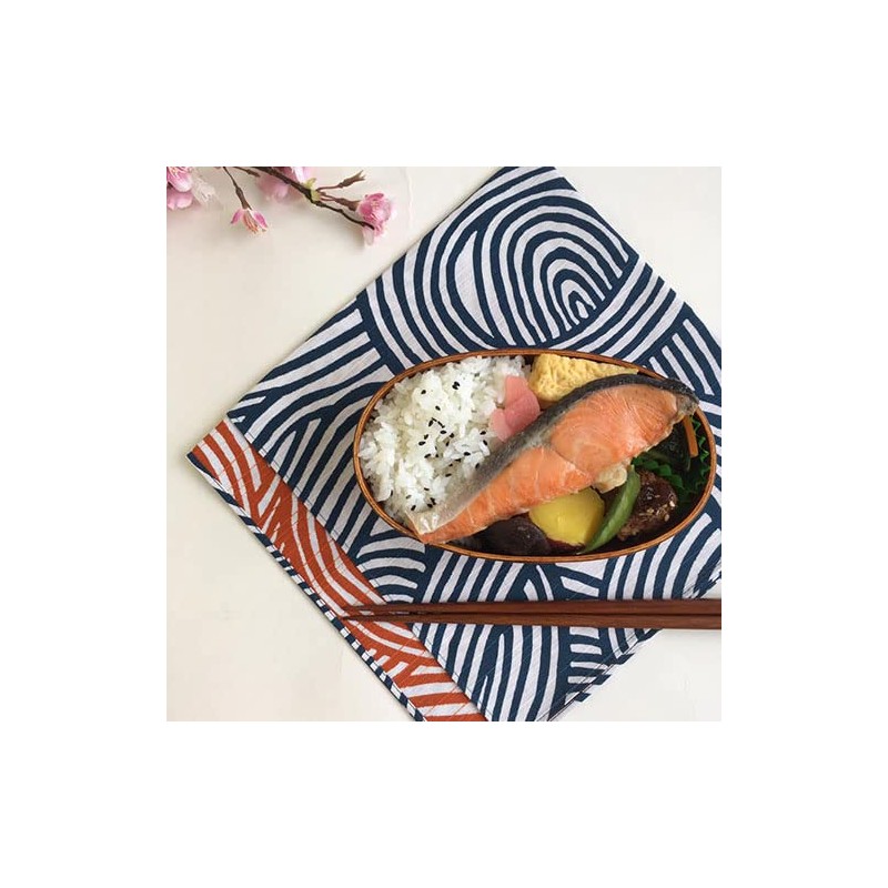 Musumi Furoshiki Isa Pattern Double-Sided Tie Eye Orange 18.9 inches