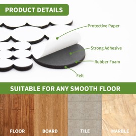 Felt Furniture Pads for Hardwood Floors 68 PCS, Furniture Pads, Floor Protectors for Hardwood Floors, Felt Pads for Furniture, Round, Dark Brown, Value Pack