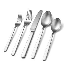 KINGSTONE Forged 30-Piece Silverware Set, Matte Flatware Set for 6, 18/10 Stainless Steel Silverware Utensils Set Dishwasher Safe (Matte Silver)