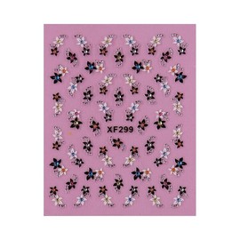 Generic Rhinestone Flowers Rose Daisy Stripes Nail Decals Stickers Xf299 Nail Wraps Art Stickers Manicure Supplies for Women for Home Nails Full Long Lasting Easy Apply and Remove