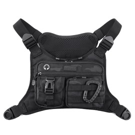 DEYACE Chest Bag For Men, Tactical Inspired Sports Utility Chest Pack, EDC Pouch Bag With Built-In Phone Holder for Workouts, Running, Cycling, Black