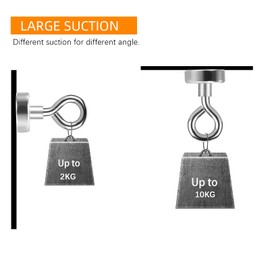 Wukong Pack of 8 Magnetic Hooks, Extra Strong, 10 kg (22 lbs) Tensile Force Eyelet Magnet Super Powerful Round Neodymium Magnets Strong, Magnets with Hooks, Suitable for Kitchen, Living Room and