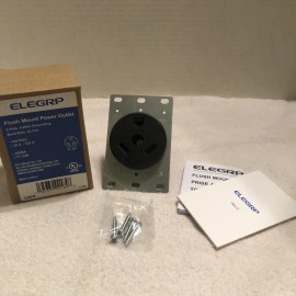 Elegrp Flush Mount Power Outlet 2 Pole 3 Wire Grounding Back Wire AL/CU ELEGRP 2107 S