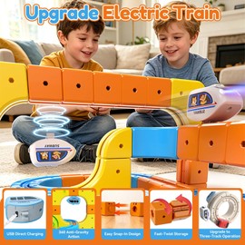 Electric Train Set for Kids Ages 3-8, 208Pcs 3D Flexible Race Track Toy