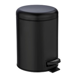 Wenko Leman 5-Litre Pedal Bin with Removable Insert, Painted Steel, 21 x 24 x 28 cm, Black