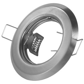 Recessed Spotlight, Colour: Brushed Stainless Steel, Material: Sheet Steel, Hole Cut-Out: 55 mm, Outer Diameter: 85 mm, for 50 mm Bulbs, Set with 12 V and 230 V Socket