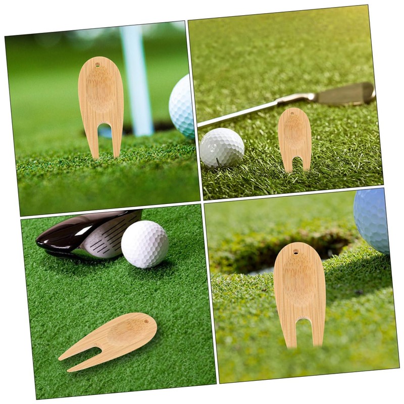 SUPVOX Golf Divot Tool 8-Piece Bamboo Fork Set Ball Marker