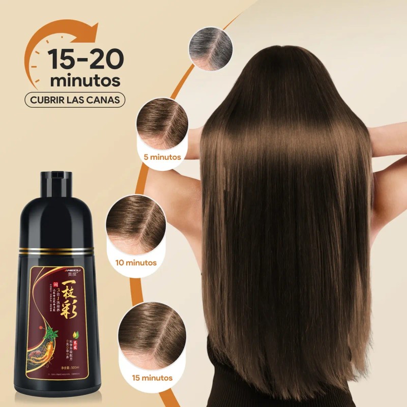 Shampoo Tinte Instantáneo Cubre Canas 3en1 Natural Jengibre