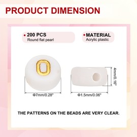 HARFINGTON 200 Pcs 4x7mm Acrylic Letter Beads, Round White Alphabet Beads Letter O, Alphabet Spacer Beads for Jewelry Making Bracelets Necklaces