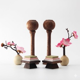 OKBABY Hinamatsuri Doll Props, Hinamatsuri Tools, Wooden, Mini Cherry Blossoms, Rhombus Mochi, Snowflake, 3-Piece Set, Hinamatsuri Dolls, Compact, Cute, Stylish, Hinamatsuri Festival, Prop Set, Mini