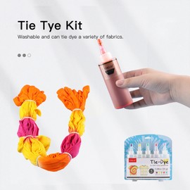 5 Colors DIY Tie Dye Kits Fabric Dye Set Fabric Paint 120ml/bottle with Rubber Bands Gloves Self-Sealing Bag Apron for Kids Adults (Color Random Deliver)