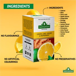 Saint Gottard Lemon Lime Ginger & Mint Herbal Tea – Citrus & Herbal Infusion with Natural Ingredients – Caffeine-Free Zesty Blend for Hot or Iced Enjoyment – 20 Tea Bags, Pack of 2