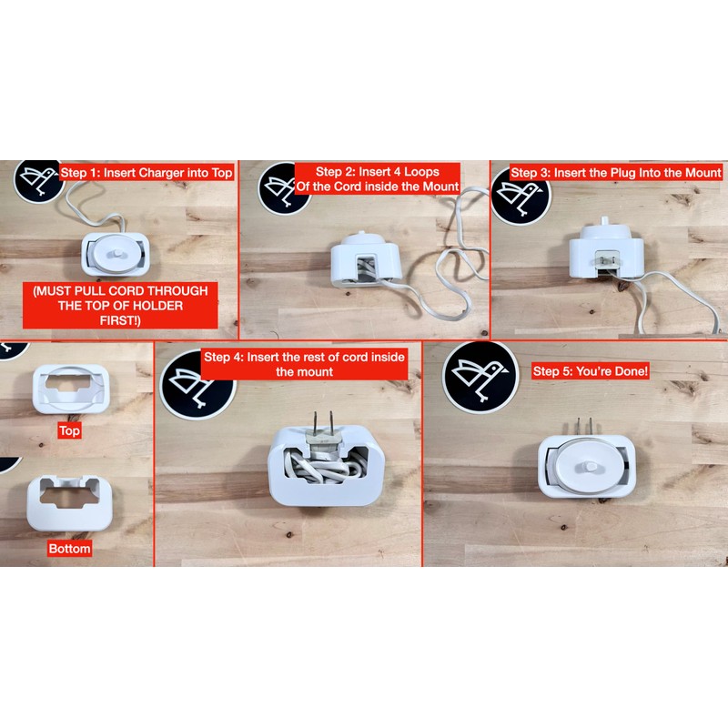 Burd - Electric Oral-B Tooth Brush Wall/Outlet Holder/Mount/Cord Organizer (Charger