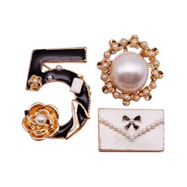 Number 5 Pendant Lapel Pin Vintage Brooch Set Fashion Ladies Pearl Brooch Ladies Clothing Accessories Jewelry
