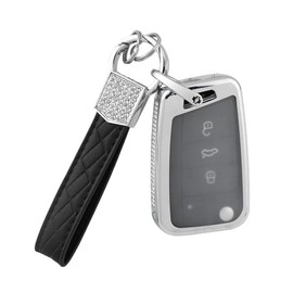 BLINGOOSE Glitter Key Case for VW Volkswagen Golf GTI Tiguan Jetta Atlas Accessories Bling Car 3 4 Buttons Key Case Protective Key Case Key Fob Women Men Metal Class 1 Piece
