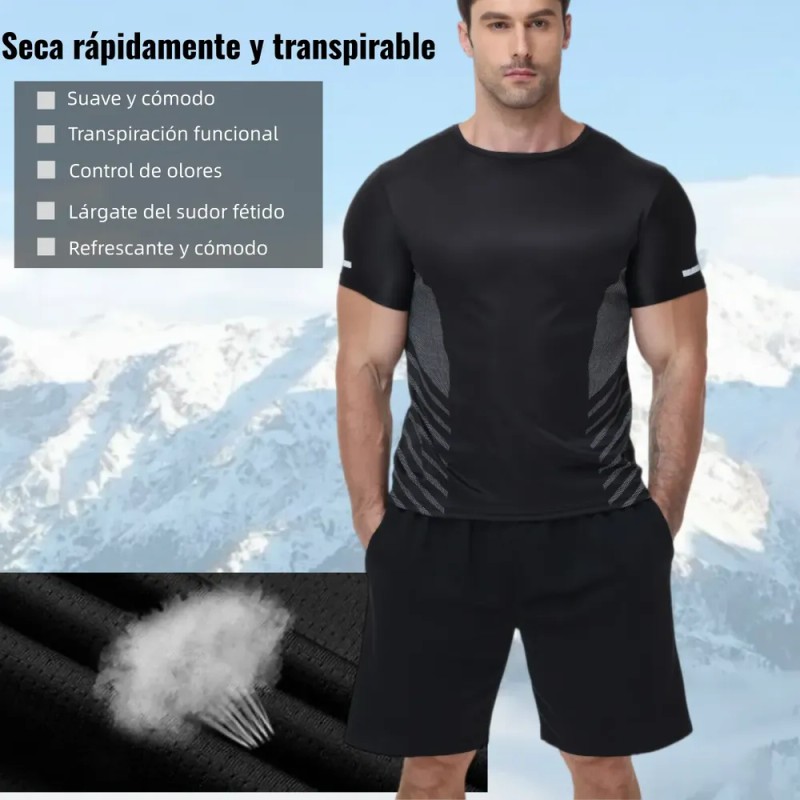 playera deportivas hombre - 2pzs Playeras Hombre Deportivas Secado Rápido