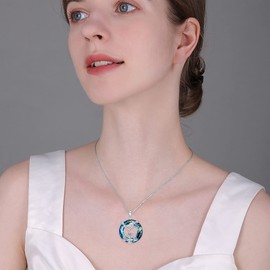 enjoylifecreative Necklace with 12 Sterling Silver Zodiac Signs for Women Blue Crystal Constellations Sign Necklace Horoscope Pendant Jewellery, Sterling Silver