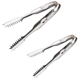 2 Pieces Food Tongs Stainless Steel Tongs Mini Ice Tongs Used for Easy to Cook Grill Buffet Ice Cubes Oven(6”and 8”)