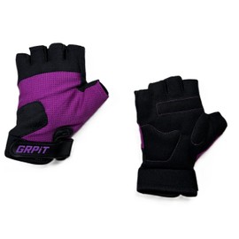 GRPiT Kids Gloves for Biking, Scootering & Playground Fun – Half Finger Padded Bike Gloves for Boys & Girls – Ages 5 to 12 – Comfortable, Durable, Adjustable Fit (Purple, 7/8, Right/Left)