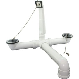 Sanit 33.160.00.0000 6/4" Plug Overflow Valve for Double Sink White