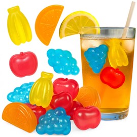 MIJOMA Permanent Ice Cubes Fruits Set of 14 - Reusable Fruit Ice Cubes - Cooling Stones for Drinks - Colourful, Food Safe & Tropical - Perfect for Party & Summer