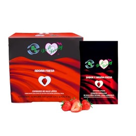 CONDON DE LATEX CON SABOR Y AROMA LUBRICADOS DO IT LOVELY 1 CAJA CON 12 BOLSAS CON PZS C/U CONDON HECHO EN MEXICO (Regular, Fresa)