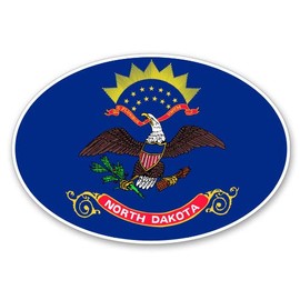 North Dakota State Flag Oval - Vinyl Sticker Waterproof Decal