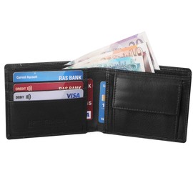 STARHIDE Mens RFID Blocking Genuine Leather Wallet with Removable Minimalist Slim Credit Card Holder 1125 (Black)