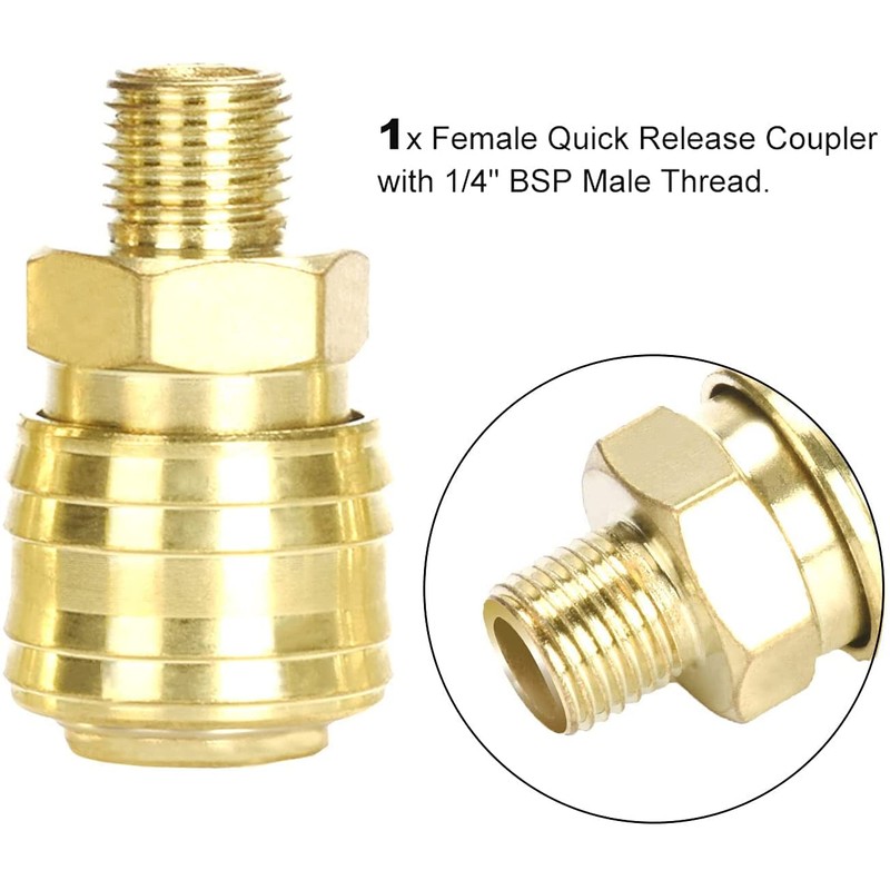Compressed Air Coupling 1/4 Inch for Compressed Air Connections, Euro