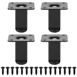 4 Pcs Adjustable Furniture Legs, 0-15mm Adjustable Table Legs, 5cm/2 Inch Metal Furniture Feet Support Legs for Kitchen Cupboard Cabinet Bed Chair Desk Sofa Coffee Table Breakfast Bar Legs Feet