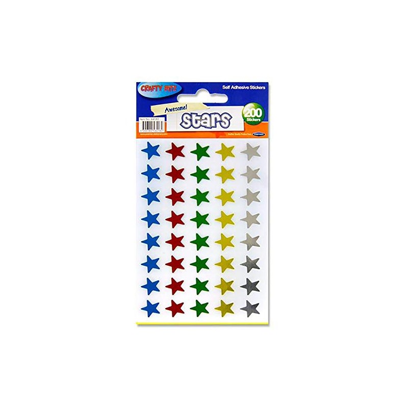 Premier Stationery Crafty Bitz Star Stickers. Pack of 200, Multicoloured