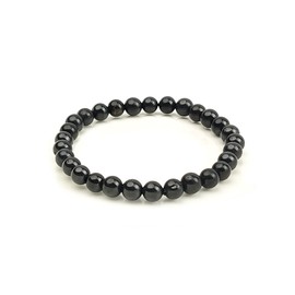 LWQCHW Shungite Bracelet - Natural Black Shungite Stone Beads, Healing Crystal Energy Protection, Handcrafted Jewelry, 6mm, Shungite, shungite
