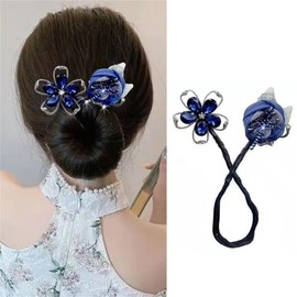 Lazy Hairpin,Rhinestone Elegant Meatball Head Hair Device Lazy Half Ball Hair pin, Anti-slip Hairpins for Women Ladies Girls 1 Pc -049#01