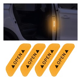 4PCS Reflective Open Prompt Stickers for Car Door, 3.6 Inch Auto Safety Warning Decals, Night Visibility Anti-Collision Protective Strip, Car Decoration Accessories Universal for Truck, SUV, Van