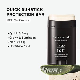 Quick Sunstick Protection Bar, Invisible Sunscreen Stick for Face/Body, Roll on Sunscreen SPF 50+, Sun Block Stick for All Skin Types, Sun Cream SPF 50, Non-Sticky, Quick & Easy, 22g