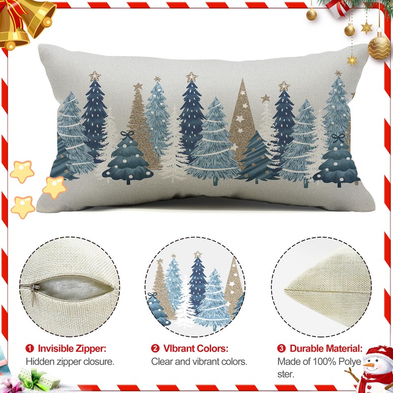 DFXSZ Christmas Pillow Covers 14x36 Inch Christmas Tree Decorative Throw