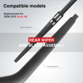 Replacement for Scion XB 2008-2015 XA 2004-2006, Toyota Yaris 2007-2016 Rear Windshield Wiper Arm Blade Set - OTUAYAUTO Factory OEM 8524212110